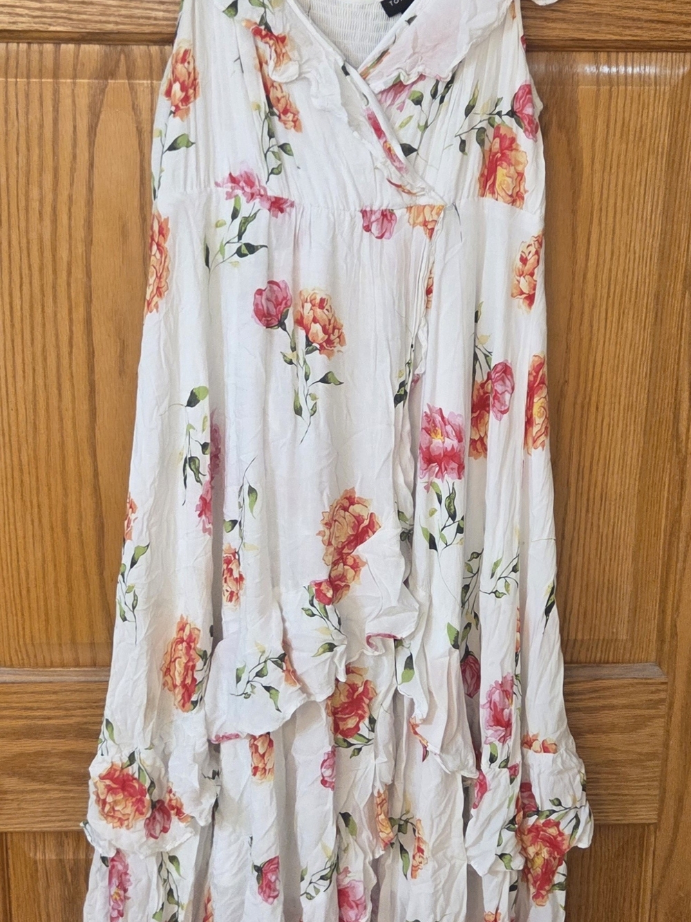 torrid White Maxi Hi-Lo Dress with Pink and Orange Floral Print